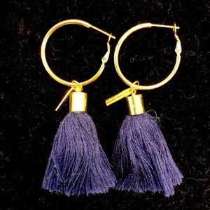Mignonne Gavigan Navy Tassel Hoop Earrings